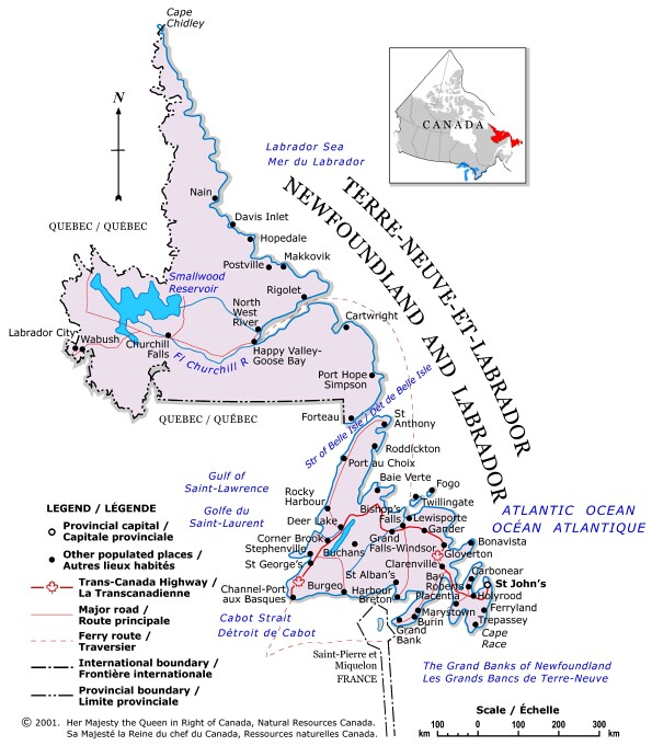 carte de Terre-Neuve Labrador
